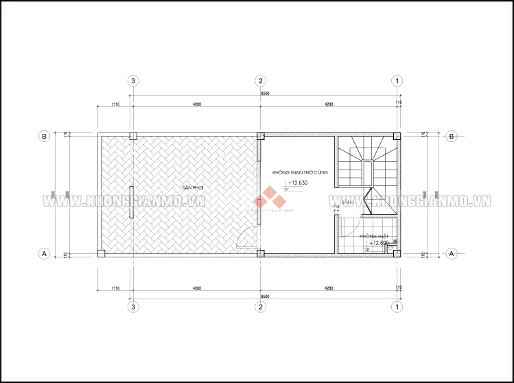 Thiết kế kiến trúc nhà lô 28m2 - Bố trí mặt bằng công năng tầng 5